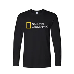 National Geographic Trending Design T Shirt Mens Tops Casual Long Sleeve Cotton Funny T-Shirts 8155