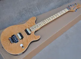 6 strängar naturlig trä färg elektrisk gitarr med tremolo bro, lönn fretboard, humbuckers pickups, customizable