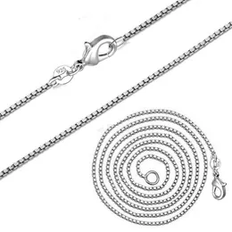 925 Sterling Silver Box Chains Halsband 1.4mm DIY Smycken Tillbehör Göra Mode Kvinnor Män Halsband Presenter med Hummerlås 16 18 20 22 24 inches