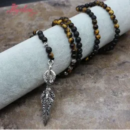 6mm runda lava tiger halsband för kvinnor man sten pandant halsband meditation läkning smycken halsband gåva dropshipping