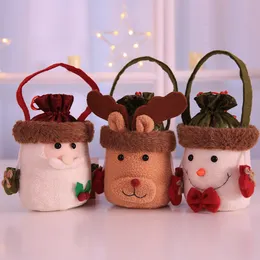 Sacchetto di mela portatile di Natale Xmas Santa Clause Alce pupazzo di neve Design Natale Sacchetti di caramelle per bambini Sacchetto regalo