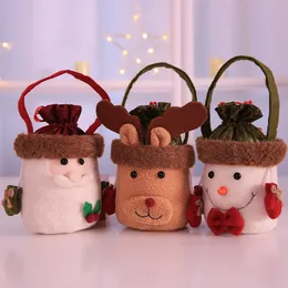 Borsa natalizia portatile per mele Natale Babbo Natale Elk Pupazzo di neve Design Borsa regalo per sacchetti di caramelle per bambini di Natale