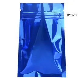 8*12 cm 200 stücke blau selbstdichtende aluminiumfolie reißverschluss zip-lock paket taschen trockene lebensmittel lagerung kunststoff mylar verpackung taschen einkaufstüten