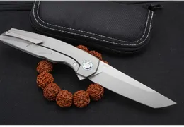 Flipper folding knife m390 tanto blade tc4 titanium alloy handle ball bearing outdoor camping edc pocket knives
