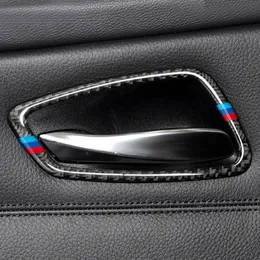 Garniture de couvercle de poignée de porte intérieure de voiture en fibre de carbone autocollants et autocollant pour BMW E90 E92 E93 série 3 2005-2012 accessoires