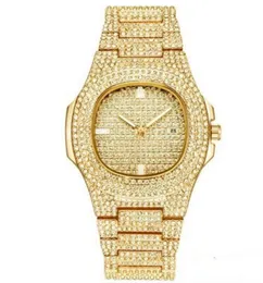 Diamentowy modny zegarek ze stali nierdzewnej mężczyźni kobiety szwajcarski zegarek sukienka zegarek kwarcowy Orologio złoty modny zegarek na co dzień