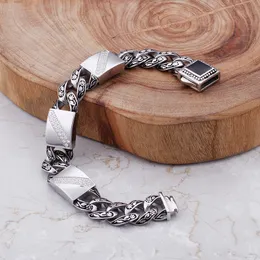 Regali per il padre. Regali per il marito pesante 99g Bracciale in acciaio inossidabile 316L con motivo vintage Bracciale con catena a maglie in zircone lucido 8.66''1 15mm