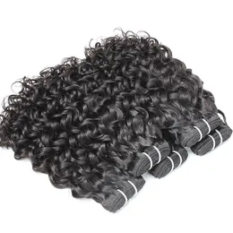 4PCS /ロット100％ブラジルのバージンの人間の髪の毛束織り水の波染めヘアエクステンション大きなカール人間の髪の緯糸魅力