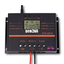 Freeshipping 60A LCD Słoneczny regulator akumulatora ładowania Sterownik wyładowania 12 V 24V z USB