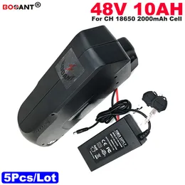 Partihandel 5PCS / Parti 48V 10ah E-Bike Batteri för BAFANG BBS 800W Motor Elektriska Bike Lithium Batteri 48V + 2A Laddare Gratis frakt