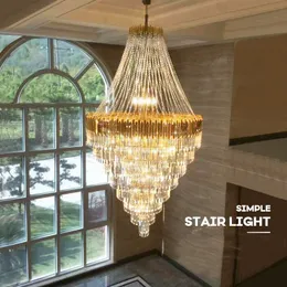 Nowoczesny kryształowy żyrandol LED LIDY American K9 Crystal żyrandelierki Lights Fixture Hotel Big Project Stairway Lampa Lampa domowa oświetlenie wewnętrzne