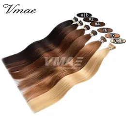 Brazilian Stick I Tips Flat Tip Double Drawn 100g 1g / s Pre Bonded Black Brown Blond Remy Remy Obehandlade Virgin Human Hair Extensions