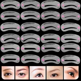 24 st Eyebrow Stencil Set Återanvändbar Ögonpanna DIY Teckningsguide Styling Shaping Grooming Mall Card Easy Makeup Beauty Kit