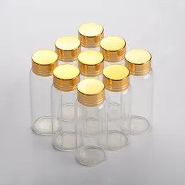 27*70mm 24pcs 25ml Glass Bottles Aluminium Screw Golden Cap Empty Transparent Clear Liquid Gift Container Wishing Bottle Jars