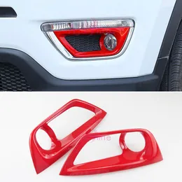 For Jeep Compass 2017 2018 Red Color Front Fog Lamp Cover Light Trim Garnish Overlay Panel Frame Car Styling Accessor