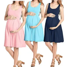 Ciąża Dresses Laktacja Maternity Topy Lato Plus Rozmiar Solidne Suknie Kobiety Kamizelka Macierzyńska Tshirt Piżama Tees XL YF009