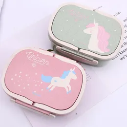 Unicorn Lunch Box Food Container Storage Bento Boxes 2 Layer Student Lunch Boxes z uchwytem OOA7442-7