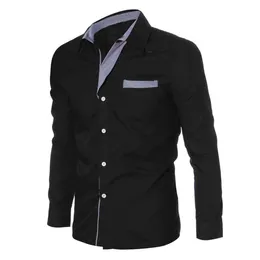 Mode formella tröjor för män lyxig långärmad avslappnad smal passform klänning skjorta nedbrytning krage knappar blus toppar camicia uomo