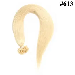 Bästa pris Ryska Remy Nail / U Tips i hår Extensios Blond färg Keratin Virgin Hair Extensions 16 "-22" Blond färg 613 #, Gratis frakt