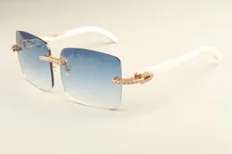 2019 new luxury fashion diamond ultra light big box sunglasses 352412-D1 natural white horns mirror legs sunglasses DHL free shipping