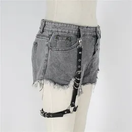 Wholesale-Fullyoung Sexy Women Fashion Harajuku Single Strap Clip Leather Punk Suspender Hook Adjustable Leg Cage Handmade Sock Garter