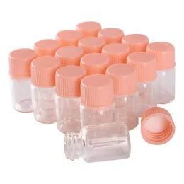 wholesale 100 pieces 2ml 16*26mm Transparent Glass Bottles with Pink Plastic Lids Mini Glass Bottles Tiny Jars Vials