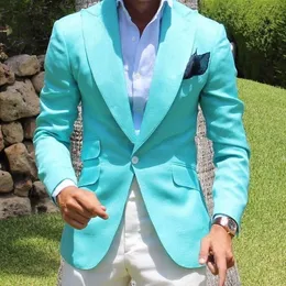 Brand New Aquamarine Mens Wedding Tuxedos Fashion Groom Groomsmen Tuxedos Man Blazers Jacket Excellent 2 Piece Suits(Jacket+Pants+Tie) 460