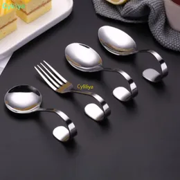 Acciaio inossidabile Bend posate creativo manico ricurvo Posate Bent Fork tableware per dessert Accessori Cucina 50pcs
