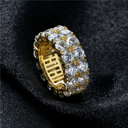 Hiphip Full Diamond Ringar för Mens Toppkvalitet Fashaion Hip Hop Tillbehör Cryptal Gems Guld Silverfärger Ring Partihandel