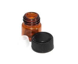 1ml 2ml 3ml Amber Glass Essential Oljeflaska Parfym Provrör Flaska med plugg och kepsar dispensering
