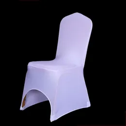 100 sztuk Hotel Seat Chair Cover Stretch Elastyczne Uniwersalne Biały Spandex Ślub Krzesełka Pokrywa Na Weddings Party Banquet Hotel Lycra Krzesło