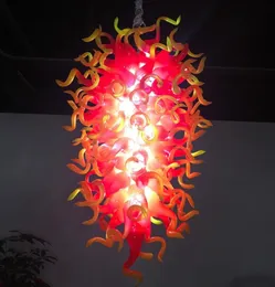 Amazing Red and Yellow Crystal Chandeliers Lamps Modern Pendant Light Hand Blown Glass Chandelier LED Lights for House Decoration