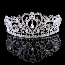 Bling Zroszony Kryształy Korony Ślubne Bridal Diament Biżuteria Rhinestone Pałąk Korony Akcesoria Party Tiara Tanie