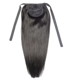 100g 16"-20" Machine Made Remy Hair Ribbon Ponytail Clips-in Human Hair Extensions Horsetail Natural Straight Hair 1b color