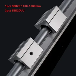 1pcs SBR20 1100mm/1200mm/1300mm support rail linear guide + 2pcs SBR20UU linear bearing blocks for cnc router