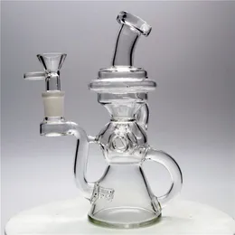 7.4'' Circulating Water Glass Bong Hookahs with 14mm clear bowl included Transparent Glass Smoking Pipes Global delivery