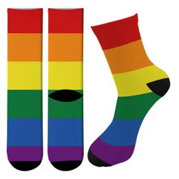 Fashion 3D Printed Rainbow Crew Men's Socks Harajuku Colorful Funny Equation Long Socks Code Homosexual Love Women Tube Socks