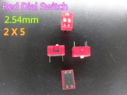 Elektronische componenten 50 stks / partij Rode 2P Dial Switch 4 Feet 2.54mm 2x5 Op voorraad