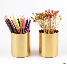 100 sztuk 400ml Styl Nordic Mosiądz Gold Vase Ze Stali Nierdzewnej Cylinder Uchwyt Pióro Perfut dla Organizatorów Desk