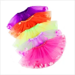 Barn tutu kjolar tjejer kronblad tulle pettiskirt dans mini klänningar ballett kostym kläder boll klänning prinsessa jul fest stagewear