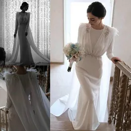 Trendy Syrenki Kryształowe Suknie ślubne z z Przysparstwami z długim rękawem African Suknia ślubna Dress Dress Custom Plus Size