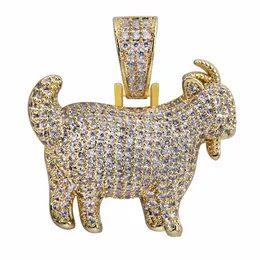Fashion-Hip Hop Goat Pendant Copper Micro Pave med CZ Stones Halsband Smycken för män och kvinnor DN065