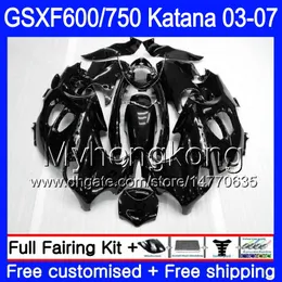 GSX600F glänzend schwarz heiß für Suzuki GSXF 600 750 GSXF600 2003 2004 2005 2006 2007 293HM.7 GSXF-750 KATANA GSXF750 03 04 05 06 07 Verkleidungen