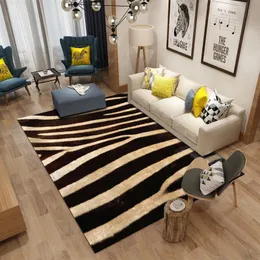 Nordiskt vardagsrum 3D Zebra mönster mattor Superflanellpunkt Plastisk anti-slip area matta floormat dekor sovrum mattor
