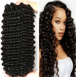 Brazilian Deep Wave Curly Virgin Hair 3 Bundles 9A Unprocessed Human Hair Weft Weave