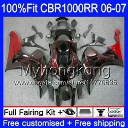 Ciało wtrysku + zbiornik dla Honda Red Flames Light CBR 1000 RR CBR 1000RR 06-07 276HM.22 CBR1000RR 06 07 CBR1000 RR 2006 2007 OEM Wishing