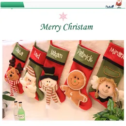 Julstrumpor Giftväska Noel Reindeer Santa Claus Snowman Socks Natal Xmas Tree Candy Ornament Presenter dekorationer Nyår