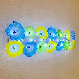 Latest Flower Plate Lamps Italian Design Hand Blown Lighting LED Murano Glass Art Wall Sconce