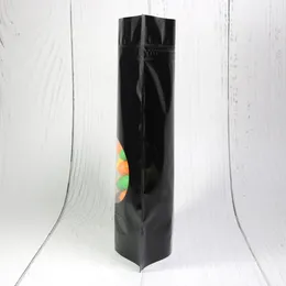 Olika storlekar 100pc glänsande svart aluminiumfolie mylar paketpåsar med fönster, stå upp Zip Lock matförvaringspåsar