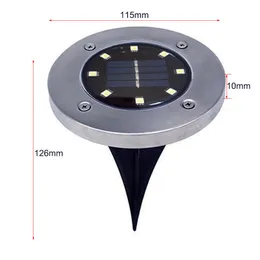 Vattentät IP65 4 8 12 1LED SOLAR Underground Lights Rostfritt Stål Solar Begravd Golvljus Utomhus Trädgårdsväg Jordljus